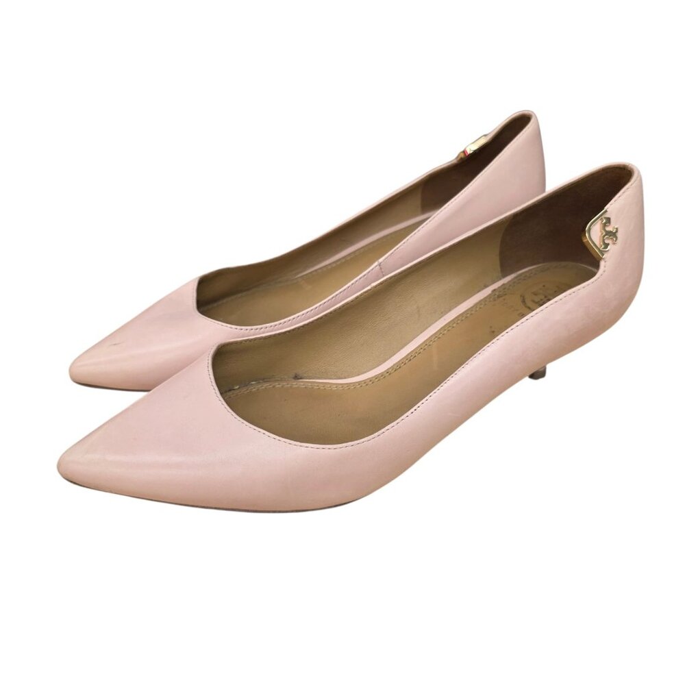 Tory Burch Shoes Elizabeth Kitten Heel Leather Pump SZ 6.5 - Sea Shell Pink